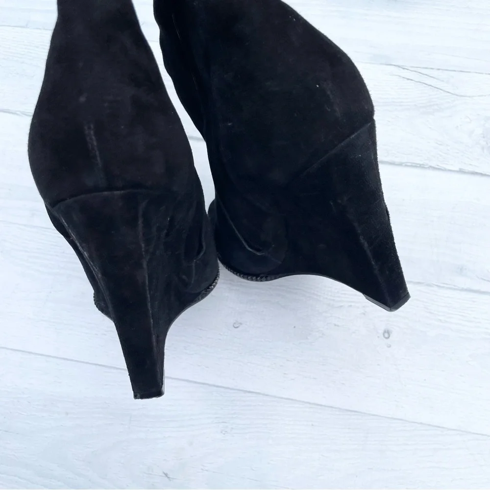 Givenchy Black Suede Wedge Ankle Bootie Size Unknown. See measurements below. - Picture 4 of 15